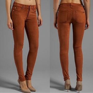 7 For All Mankind Brown Suede-Look Skinny Pants Women's Size 27